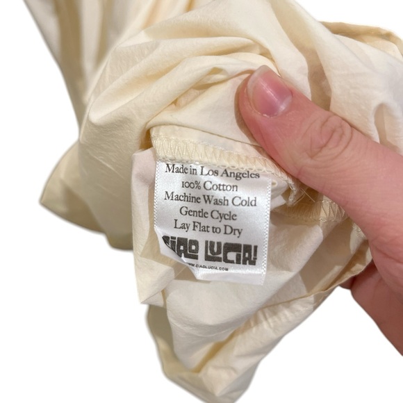 Ciao Lucia Elettra Cotton Poplin Grosgrain Trim Cami Shirred Bodice Midi Dress - Picture 5 of 5